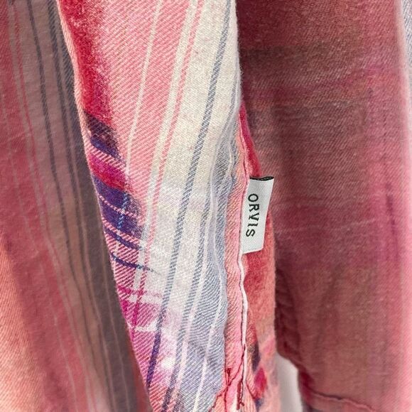 Orvis Womens Button Down Shirt Stretch Long Sleeve Plaid Pocket Red Size XL - Picture 6 of 12